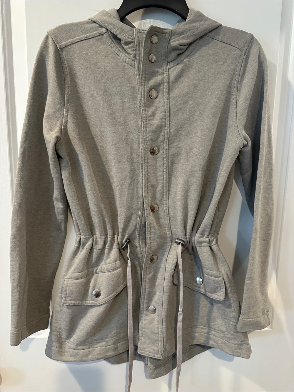 Lauren Ralph Lauren Heather Gray Hooded Drawstring Utility Jacket